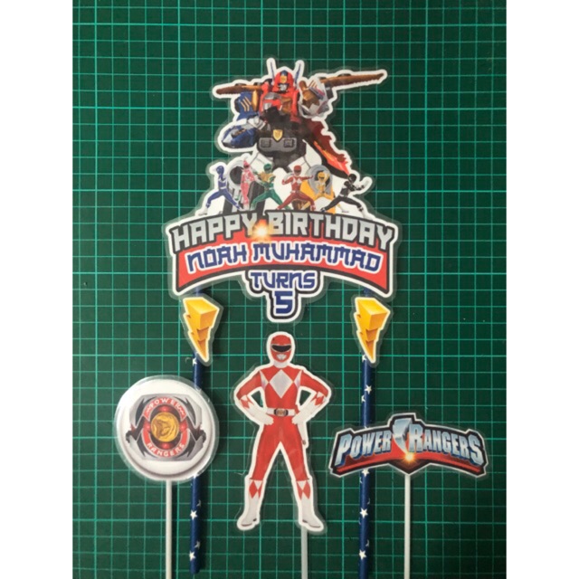 POWER RANGER (RED RANGER ONLY) เค้ก TOPPER SET-4ชิ้น