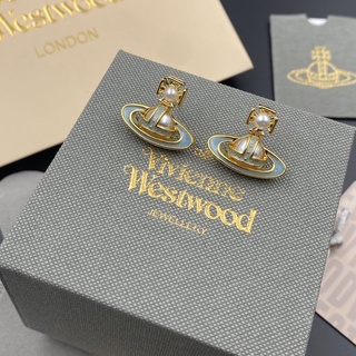 ต่างหูสตั๊ด เงิน S926 จี้รูปตัวอักษร Vivienne Westwood สไตล์เกาหลี ลําลอง เครื่องประดับ สําหรับงานแต่งงาน วันเกิด