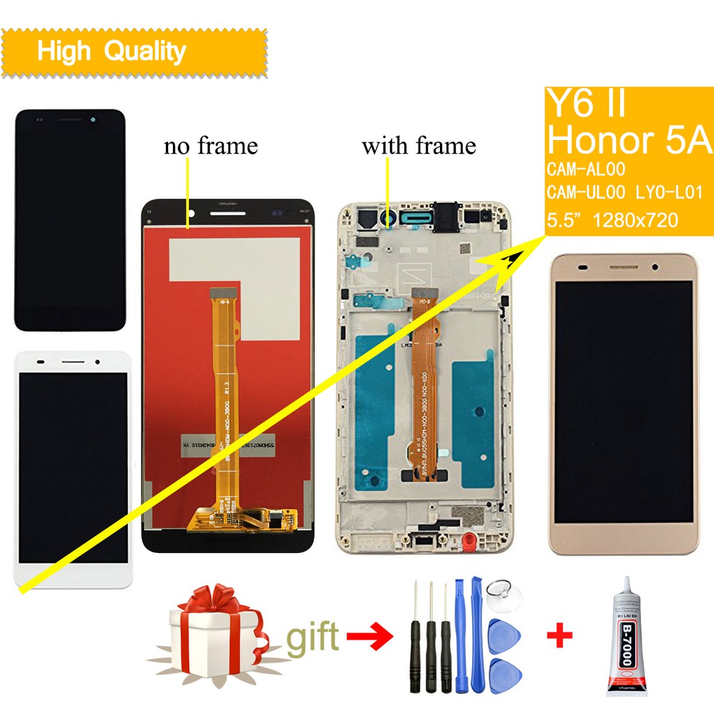 เครื่องมือฟรีสําหรับ Huawei Y6 II Compact Honor 5A จอแสดงผล LCD หน้าจอสัมผัสพร้อมกรอบ