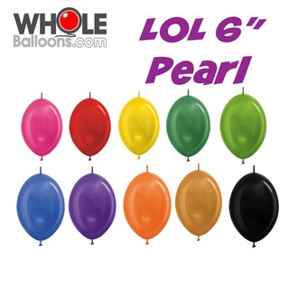 Wholeballoons ลูกโป่งยาง LOL 6 เนื้อมุกซาติน (1แพค/50ใบ) เนื้อยาง ย่อยสลายได้ 100% นำเข้าจากโคลัมเบีย ยี่ห้อ Sempertex