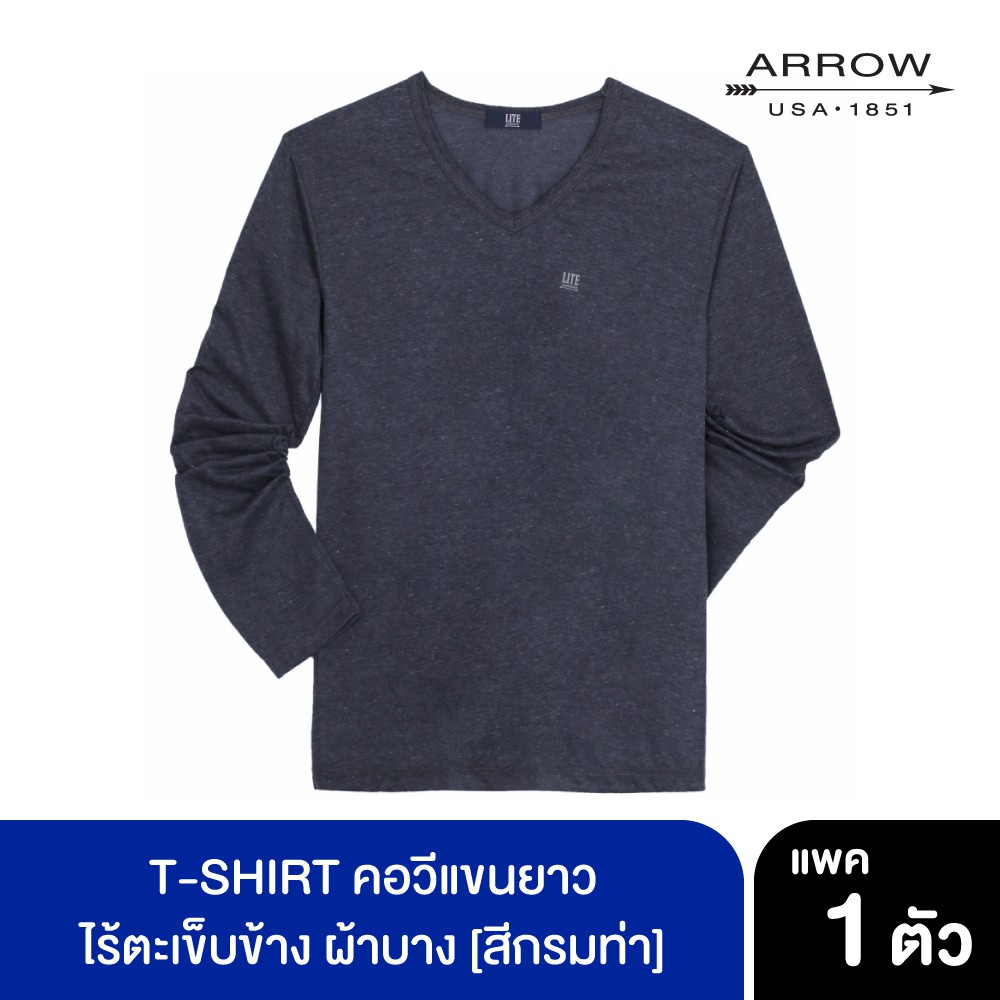 ARROW LITE T-SHIRT คอวีแขนยาว ผ้า TC สีกรมท่า