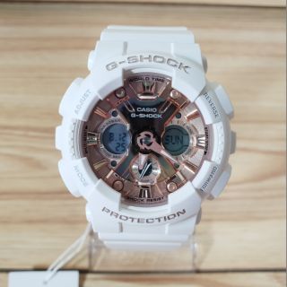 Casio G-shock mini รุ่น Gma-s120mf-7a2dr สีขาวหน้าปัดโรสโกล ของใหม่ป้ายห้อย ของแท้แน่นอน100%