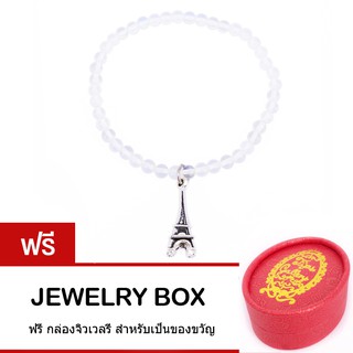 Tips Gallery สร้อย ข้อมือ หินแห่งความรัก หินมูนสโตน กับ จี้ เงิน 925 รุ่น Moonstone Eiffel Paris Design TBS131