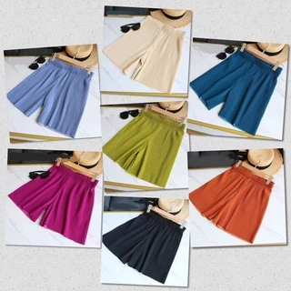 กางเกงพลีทขาสั้น ใส่สบาย อัดกลีบ พริ้วทรงสวย Free size พร้อมส่ง