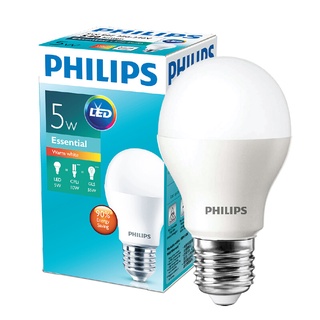 🔥*พร้อมส่ง*🔥 PHILIPS หลอดไฟ LED รุ่น ESS LED BULB 5W E27 วอร์มไวท์ สีขาว 🚚พิเศษ!!✅