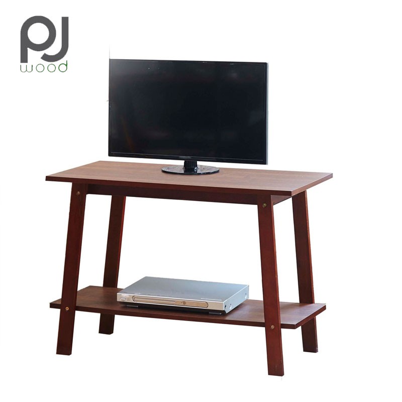 PJ Wood ชั้นวางทีวี พร้อมชั้นวางของ 80x40x54.8 CM สีวอลนัท ขาโต๊ะทำจากไม้ยางพารา 100% TV Stand
