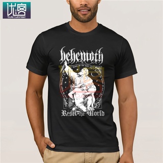 ถูกสุดๆพร้อมส่ง เสื้อยืดแขนสั้น คอกลม ผ้าฝ้าย 100% พิมพ์ลาย Behemoth สีดํา สําหรับผู้ชาย