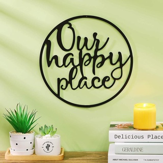 Our Happy Place สติกเกอร์โลหะ รูปป้ายเหล็กดัด สําหรับตกแต่งผนังบ้าน