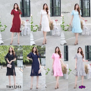 17353 Dress เดรสลูกไม้ไหล่ระบาย lace dress ruffled shoulders