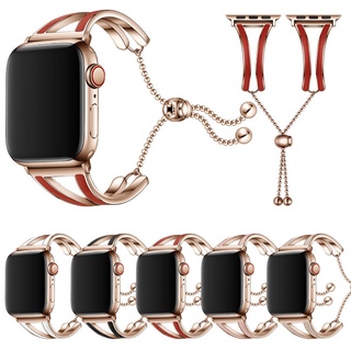 สายนาฬิกาข้อมือสเตนเลส สําหรับ Apple Watch iwatch 765432Se เครื่องประดับสร้อยข้อมือสายรัดข้อมือปรับได้