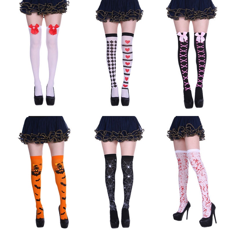 Halloween Party Custom Costume Cosplay Dress Up Skull Thigh Stocking