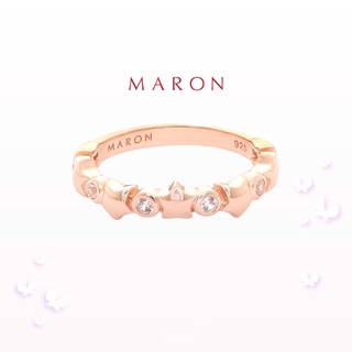 MARON - Mythical Stars Band Ring with White Zircon ชุบ Rose Gold แหวนพลอยดาว พลอยเพทายสีขาว เงินแท้925