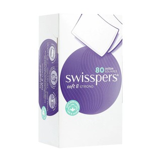 SWISSPERS สำลีแผ่นแบบรีดขอบข้าง SWISSPERS จำนวน 80 แผ่น อุปกรณ์อื่นๆ แปรง อุปกรณ์แต่งหน้า เครื่องสำอาง ความงาม