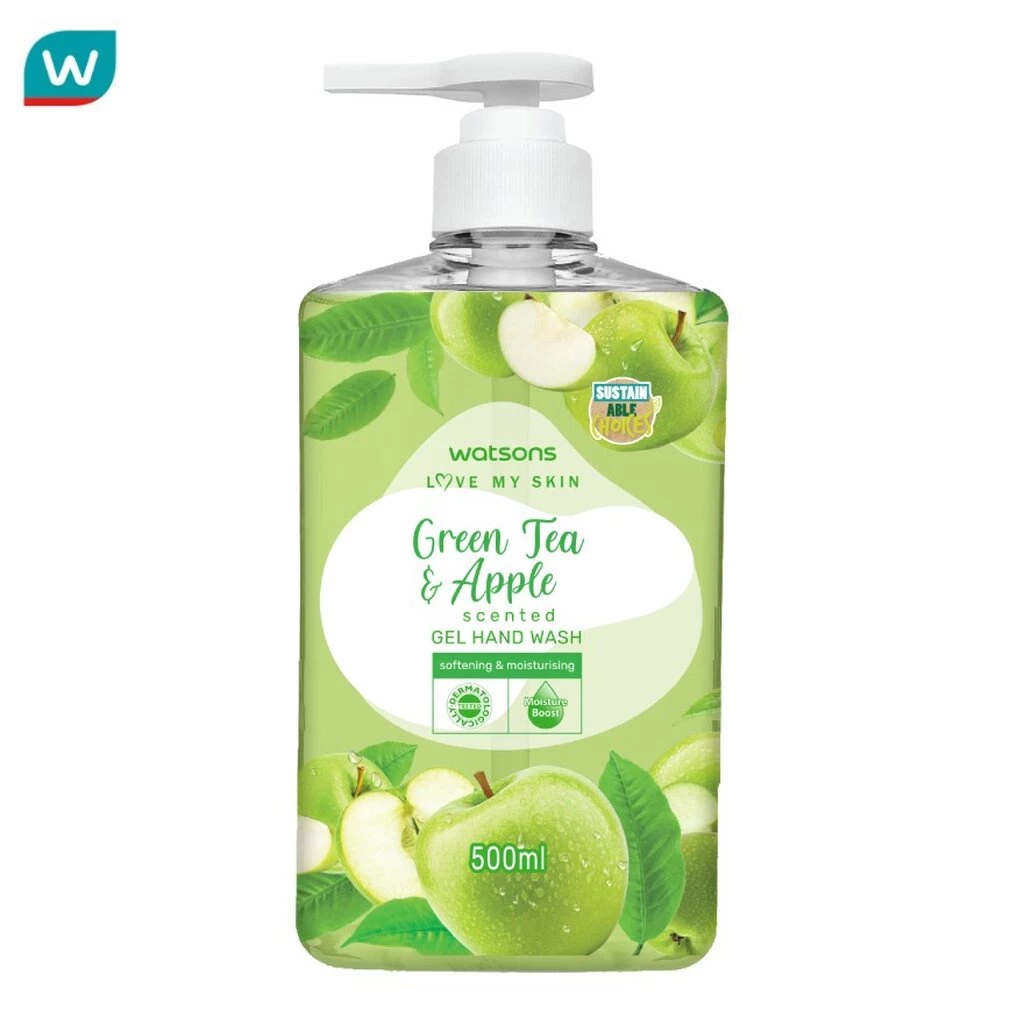 Watsons วัตสัน เลิฟ มาย สกิน กรีนที แอนด์ แอปเปิ้ล เซ็นทิด เจล แฮนด์ วอช 500มล.