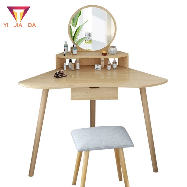 Dressing Table With Mirror Set Chair Meja Solek Nordic Simple Modern Wooden Bedside Tables Bedroom Small Apartment Small Shopee Thailand