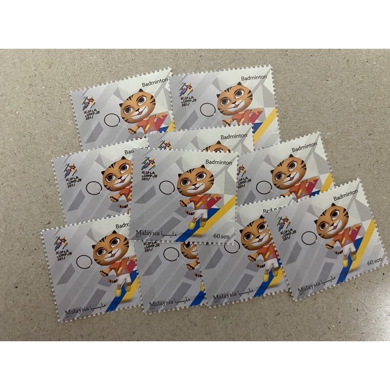 {JK} 2017 - (แสตมป์ไปรษณีย์) Sukan Sea Ke-29 Badminton RM0.60 x 10 ชิ้น MNH