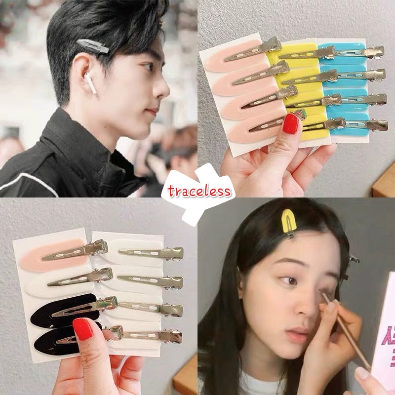 Kf171 4 ชิ้น/การ์ดผู้หญิงแฟชั่นกิ๊บติดผมไร้ร่องรอยสําหรับแต่งหน้า เครื่องประดับผม