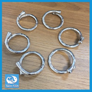 6Pcs. ห่วงรัดผ้าเช็ดปาก ลายกลมทุบปลายหัวหมุด NAPKIN RING # TWIN FISH รหัส NR-3