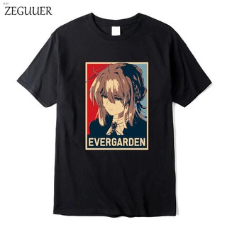 เสื้อยืดอินเทรนด์ผู้ชายอินเทรนด์ผู้หญิงViolet Evergarden funny wind men t shirt couple wear cotton cal สร้างสรรค์S-3XL