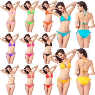 ส่งด่วน จากกทม🌈 บิกินี่ ผู้หญิง Bikini ทูพีซเกาหลี ผ้าเนื้อดี ไขว้สายบราได้หลายแบบ ไม่มีฟองน้ำ (มีทั้งหมด 11 สี)