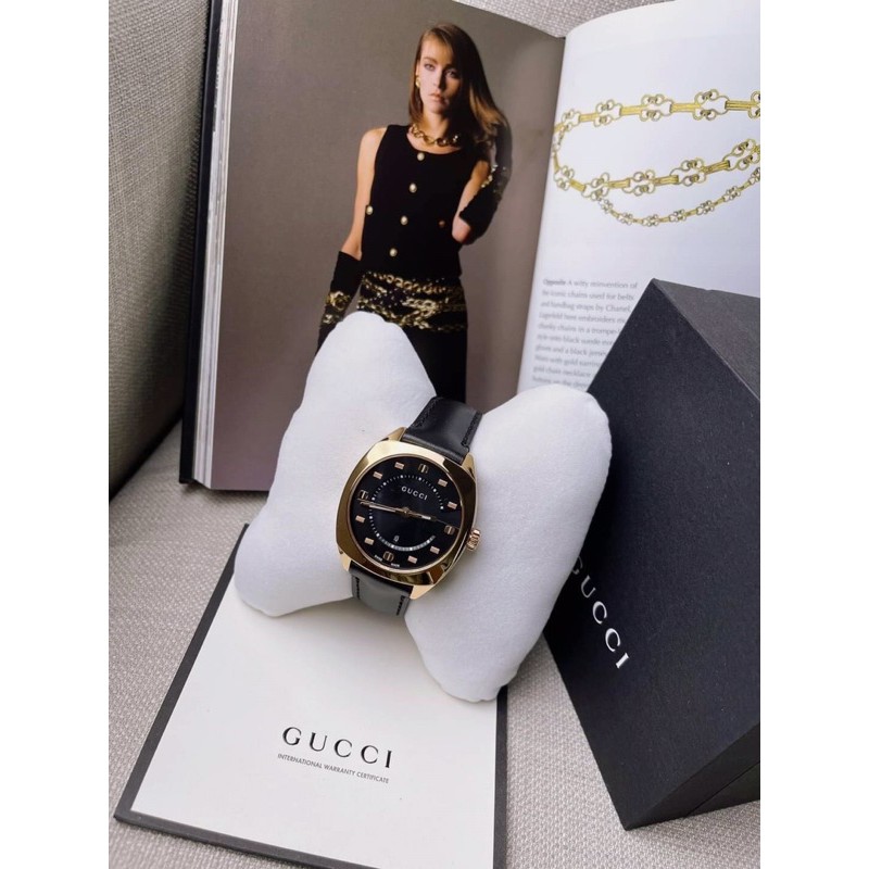 New 🍥 Gucci watch 37mm  ขอบทอง🌈