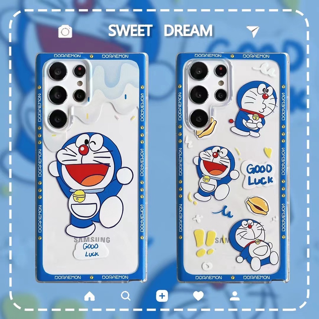 การ์ตูน น่ารัก โดเรม่อน เคส Samsung Galaxy S24 S25 Ultra S24FE S23FE S23 Ultra S21FE S21 S22 S23 S24 S25 Plus + S21Ultra S10Lite Note20 Ultra Note10 Plus Note10Lite A55 5G Case ใหม่ เรียบง่าย โปร่งใส ป้องกันการหล่น ซิลิกาเจล นุ่ม ซัมซุง เคส