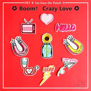 Boom!Crazy Love - Ins แผ่นแพทช์เหล็ก Diy สําหรับเย็บปักตกแต่งเสื้อผ้าเด็ก 1ชิ้น