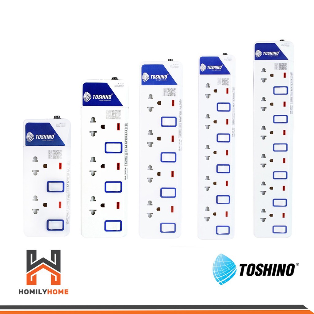 [โค้ดลด 15] Toshino ปลั๊กไฟ รางปลั๊ก มอก. 3 สวิตช์ 4 สวิตช์ ET-913 ET-914 ET-915 ET-916 3m 5m มี USB ET - series