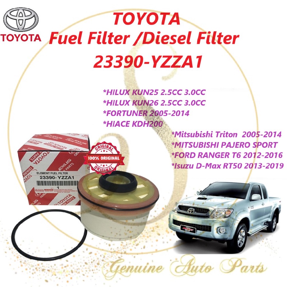 ไส้กรองน้ํามันเชื้อเพลิงดีเซล 23390-YZZA1 สําหรับ Toyota Hilux Fortuner Hiace KDH200 Isuzu Ford Mitsubishi