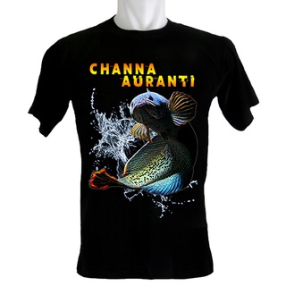 【cotton Tshirts👕】เสื้อเชิ้ต ลายปลา Channa Auranti