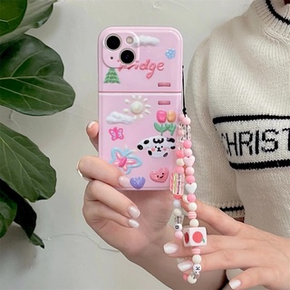 เคสโทรศัพท์มือถือ ลายตู้เย็น สีชมพู สไตล์เรโทร สําหรับ Iphone 13 13ProMax 11ProMax 12Pro12 11 XS XR X XSMax