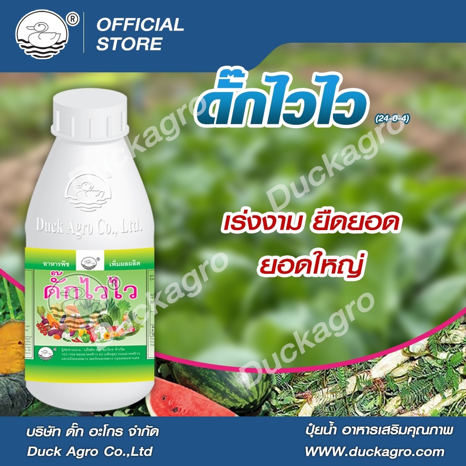 ปุ๋ยน้ำ ดั๊กไวไว ตราเป็ด เร่งงาม ยืดยอด ยอดใหญ่  ขนาดบรรจุ 250 / 500 /1,000 ซีซี