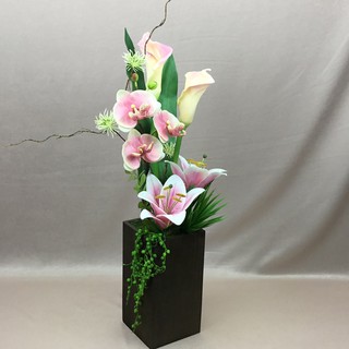 OrientalFineArt ดอกไม้แต่งบ้าน ดอกไม้ปลอมจัดในกระถางไม้ สำหรับประดับตกแต่งบ้าน Mixed flower arrangement