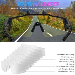 Kapvoe แว่นตากันแดด UV400 เลนส์โฟโตโครมิก สีแดง สีฟ้า สําหรับขี่จักรยาน