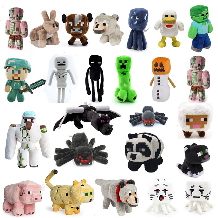 Minecraft ของเล่นตุ๊กตาตุ๊กตานุ่มยัดไส้ Enderman Wolf Zombie Golem Spider Sketelon Dragon อะนิเมะของเล่นเด็ก