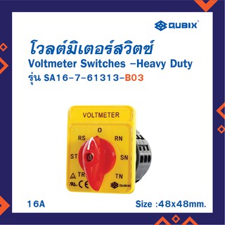 Qubix  Voltmeter Switches รุ่น SA16-7-61313-B03 และ รุ่น SA16-7-61313-B13 โวลท์มิเตอร์สวิตช์  หน้าเหลือง