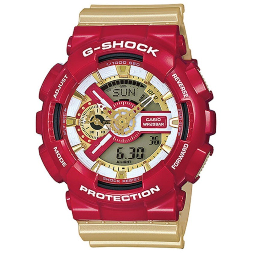 Casio G-Shock นาฬิกาข้อมือผู้ชาย สายเรซิ่น รุ่น GA-110CS-4A - สีแดง/ทอง