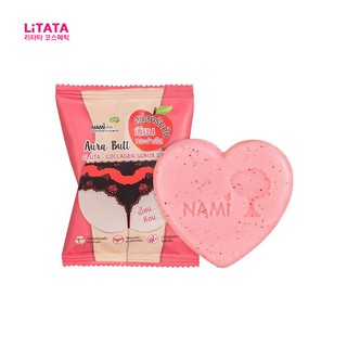 [ 1 ก้อน ]  นามิ ออร่า บัทท์ กลูต้า-คอลลาเจน สครับ โซบ Nami Aura Butt Gluta - Collangen Scrub Soap 60 g.