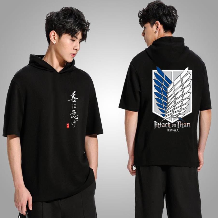 เสื้อยืดฮู้ดแขนสั้น Attack On Titan - อะนิเมะที่ยอดเยี่ยม