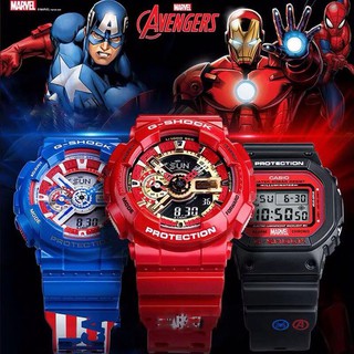 200% Ori Casi0 Gshock Ga110 Avengers Marvels Captain America นาฬิกาข้อมือสําหรับผู้ชายผู้หญิงลาย Spiderman