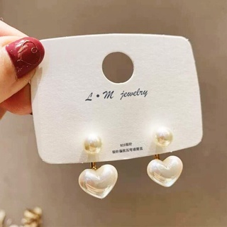 S925 Silver Needle Korean version of simple little love heart-shaped pearl earrings Temperament girl heart earrings 2021 new popular wild sweet earrings women