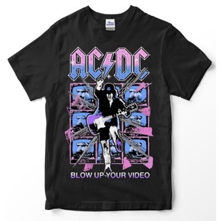 เสื้อยืดผ้าฝ้ายเสื้อยืดวงดนตรี / เสื้อยืดพรีเมี่ยม ACDC 4 - BLOW UP YOUR VIDEO / เสื้อยืดวง BAND ผู้หญิง / เสื้อยืดวง AC