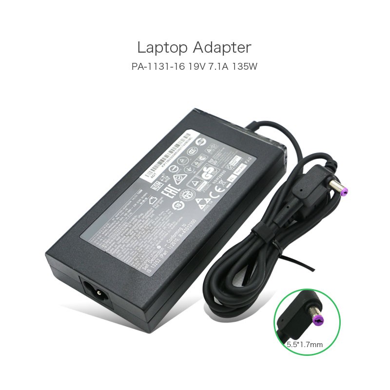 135W 19V 7.1A 5.5*1.7 มม.ปลายสีม่วง AC Adapter Charger สําหรับ Acer Aspire V17 Nitro VN7-792G-59CL P