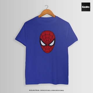 เสื้อครอปสายฝอ - แมงมุมหนังแฟนเสื้อเชิ้ต (การ์ตูนมาร์เวล SPIDER M tee) ใบหน้ากลางเสื้อ RoyalBlue -