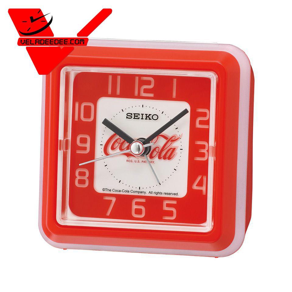 Veladeedee นาฬิกาปลุก เครื่องเดินเรียบไร้เสียงรบกวน SEIKO Coca-Cola รุ่น QHE906R (สีแดง)