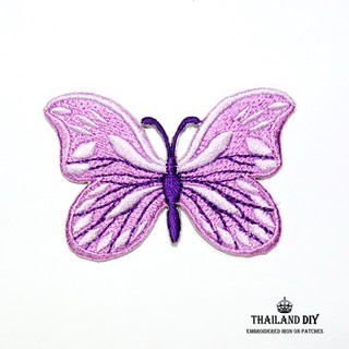 ตัวรีดผีเสื้อ ผีเสื้อ ม่วง สีม่วงอ่อน 7x4.5 cm Purple Butterfly Patch งานปัก DIY ตัวรีด อาร์ม ติดเสื้อ กางเกง สวย น่ารัก