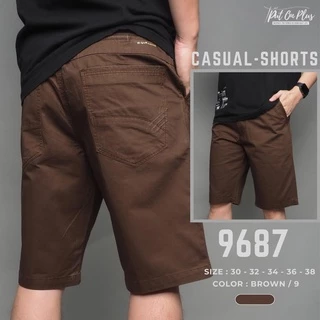 ⚡GW⚡9687กางเกงขาสั้น ผู้ชาย ผ้าคออตต้อน สีพื้น ยาว20-22 นิ้ว ไซส์ 30-38 Goodwin Brand