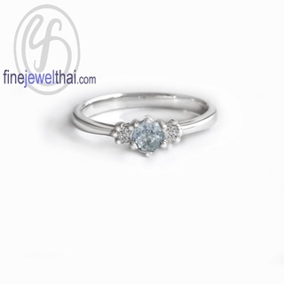 Finejewelthai แหวนอะความารีน-แหวนเงินแท้-แหวนพลอย-พลอยประจำเดือนเกิด/ Aquamarine-Birthstone-Silver925-Ring - R1182aq