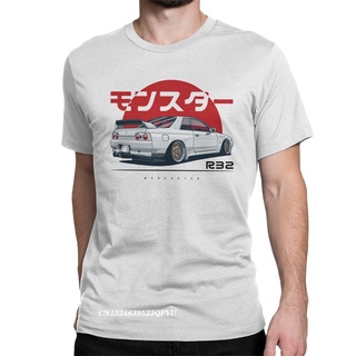 เสื้อยืดผ้าฝ้ายบริสุทธิ์ พิมพ์ลาย Monster Skyline R32 GTR Jdm สไตล์ญี่ปุ่น พลัสไซซ์ สําหรับผู้ชายS-5XL