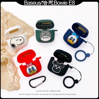 Baseus Bowie E8 เคสซิลิโคนนิ่มสีทึบที่คลุมการ์ตูน Snoopy หมีรุนแรงแหวน Lanyard Baseus E8 ปลอกกันกระแทก Chinchilla น่ารัก Baseus Bowie E8 หูฟังบลูทูธเคสปก